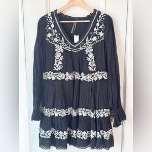 NWT ANTHROPOLOGIE Embroidered Pintuck Swing Mini Dress Women's Size XS